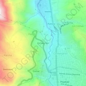 Cochapampa topographic map, elevation, terrain