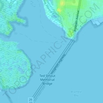 Hays Inlet topographic map, elevation, terrain