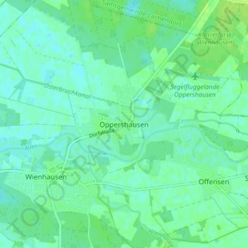 Oppershausen topographic map, elevation, terrain