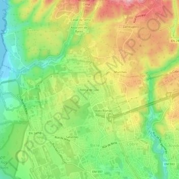 Aldeia de Juso topographic map, elevation, terrain