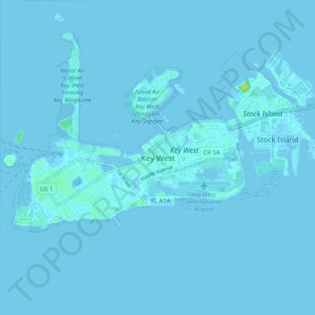 Key West topographic map, elevation, terrain