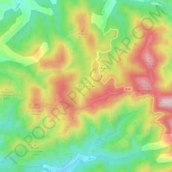 Saint-Guillaume topographic map, elevation, terrain