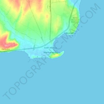 Marmaraereğlisi topographic map, elevation, terrain