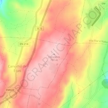 Concieiro topographic map, elevation, terrain