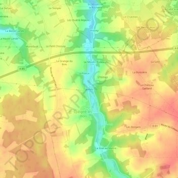 Jaunay topographic map, elevation, terrain