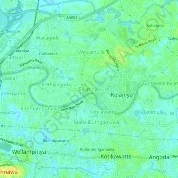 Pilapitiya topographic map, elevation, terrain