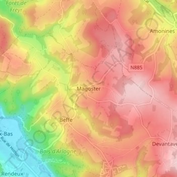 Magoster topographic map, elevation, terrain