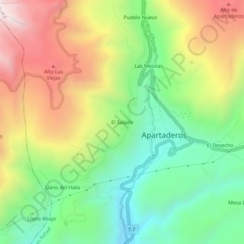 El Salado topographic map, elevation, terrain