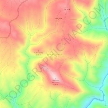 Vale de Janeiro topographic map, elevation, terrain