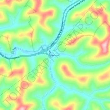 Wallback topographic map, elevation, terrain