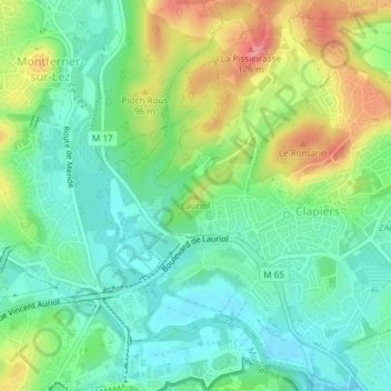 Lauriol topographic map, elevation, terrain
