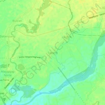 Sapang topographic map, elevation, terrain