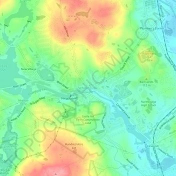 Whitinsville topographic map, elevation, terrain