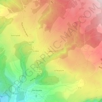 Frègefont topographic map, elevation, terrain
