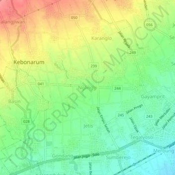 Nglinggi topographic map, elevation, terrain