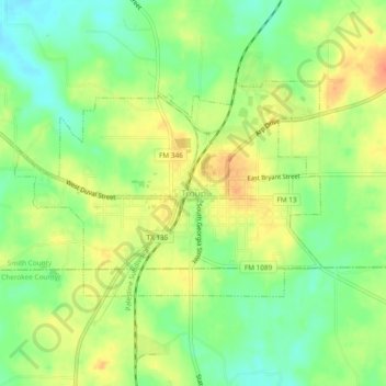 Troup topographic map, elevation, terrain