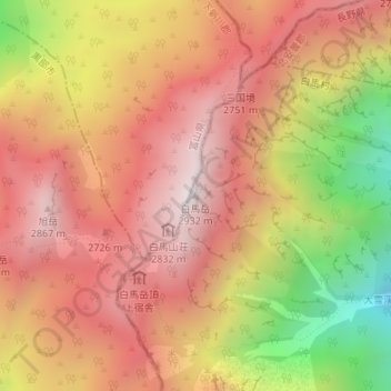 Mount Shirouma topographic map, elevation, terrain