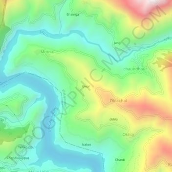 Gwar topographic map, elevation, terrain