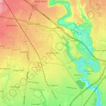 Keilor Downs topographic map, elevation, terrain