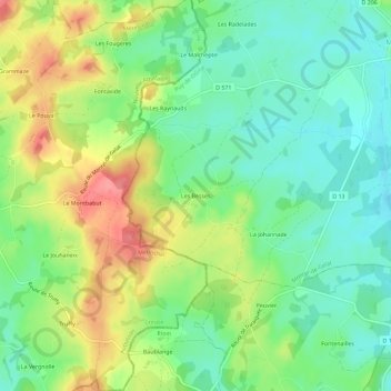 Les Besses topographic map, elevation, terrain