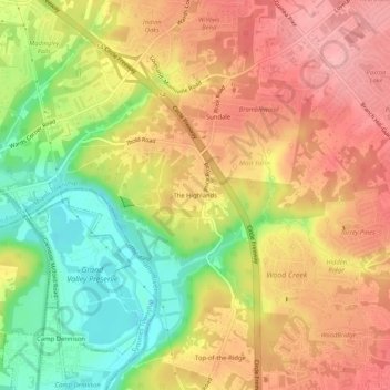 The Highlands topographic map, elevation, terrain