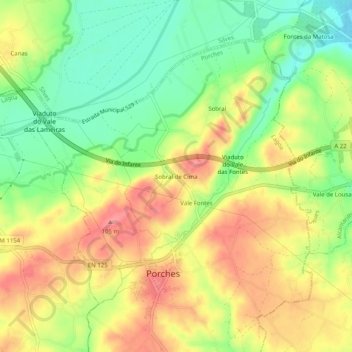 Sobral de Cima topographic map, elevation, terrain