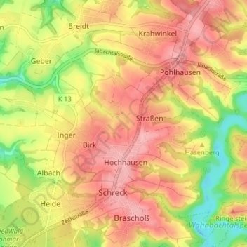 Hagen topographic map, elevation, terrain