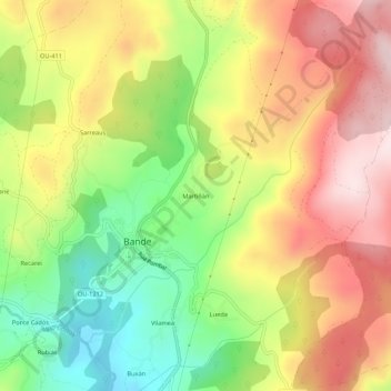 Martiñán topographic map, elevation, terrain