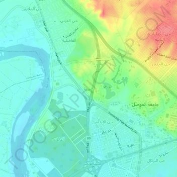 Qadiyah topographic map, elevation, terrain