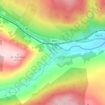 Struan topographic map, elevation, terrain