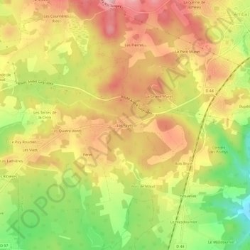 Les Fayes topographic map, elevation, terrain