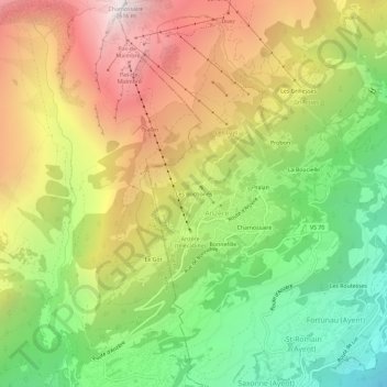Les Bochonès topographic map, elevation, terrain