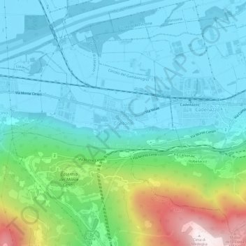 Contone topographic map, elevation, terrain