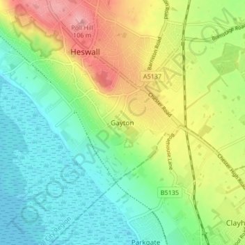Gayton topographic map, elevation, terrain
