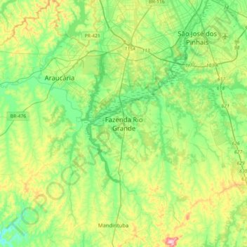 Fazenda Rio Grande topographic map, elevation, terrain