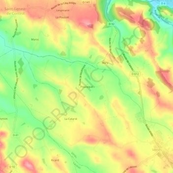 Pouzaque topographic map, elevation, terrain