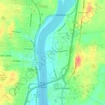 Warehouse Point topographic map, elevation, terrain