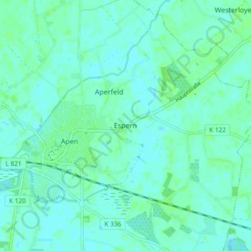 Espern topographic map, elevation, terrain