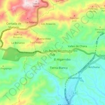 Las Brisas del Tuy topographic map, elevation, terrain