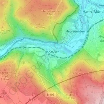 Bonaforth topographic map, elevation, terrain