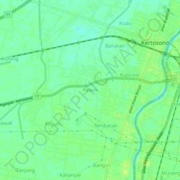 Pelem topographic map, elevation, terrain