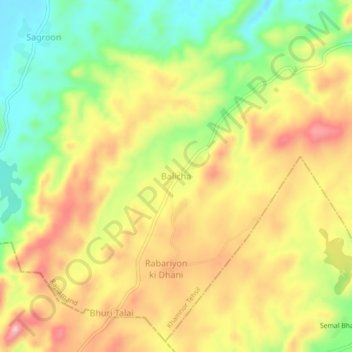 Balicha topographic map, elevation, terrain