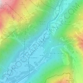 Les Glières topographic map, elevation, terrain