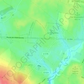 Les Bastides topographic map, elevation, terrain