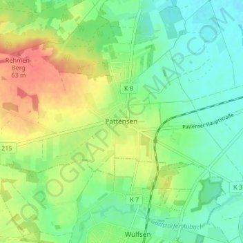 Pattensen topographic map, elevation, terrain