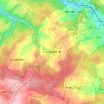 Daufenbach topographic map, elevation, terrain