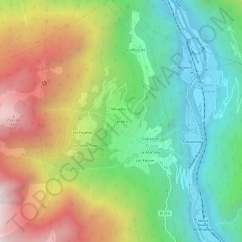 Le Jarre topographic map, elevation, terrain