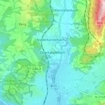 Oberkandelbach topographic map, elevation, terrain