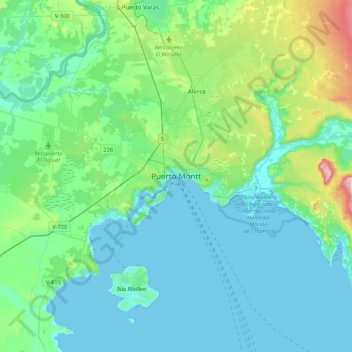 Puerto Montt topographic map, elevation, terrain