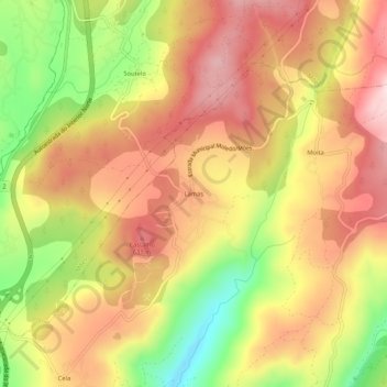 Lamas topographic map, elevation, terrain